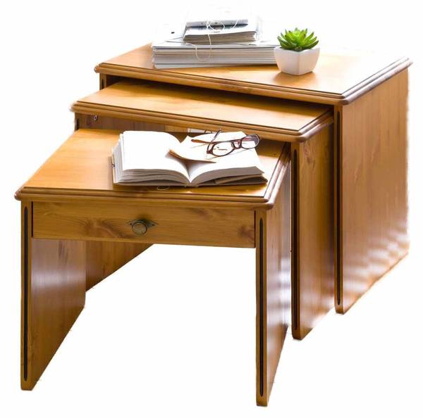 3-Satz-Tisch-Set Florenz Braun - Massivholz - 65 x 55 x 40 cm