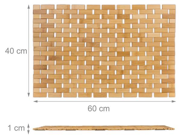 Tapis de bain en bambou Marron - Bambou - Matière plastique - 60 x 1 x 40 cm