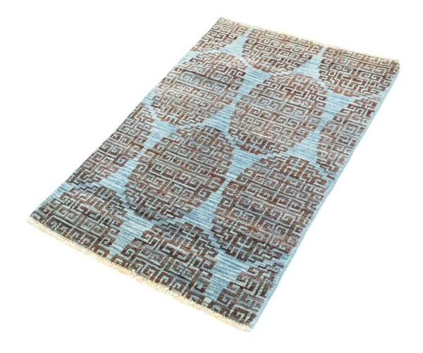 Handgeknüpft Vintageteppich Blau - Wolle - 60 x 1 x 96 cm