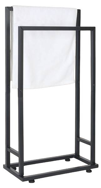 Porte-serviettes à 2 barres en métal Noir - Fer - 41 x 77 x 21 cm