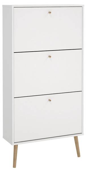 Bodo schoenenkast wit - deels massief hout - 71 x 140 x 24 cm