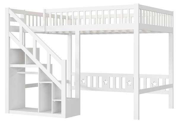 Etagenbett Kinderbett HLSO Weiß - Massivholz - 132 x 161 x 204 cm