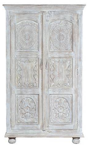 Schrank 6422 Weiß - Massivholz - 60 x 200 x 114 cm