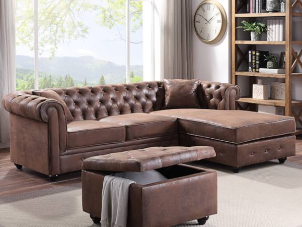 Sofa ohne Schlafmöglichkeit TOLEDO Braun - Textil - 163 x 72 x 228 cm