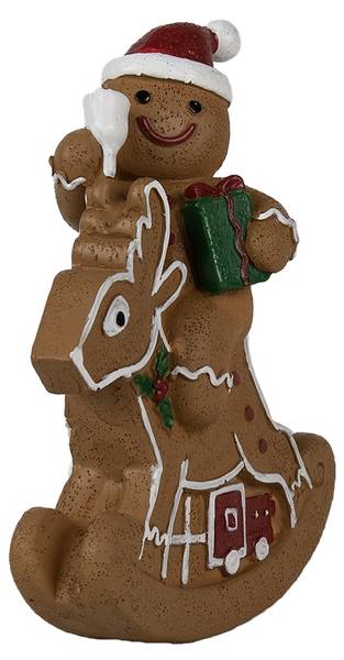 Decoratie Gingerbread man Xmas&Zaire bruin - kunststof - 5 x 12 x 11 cm