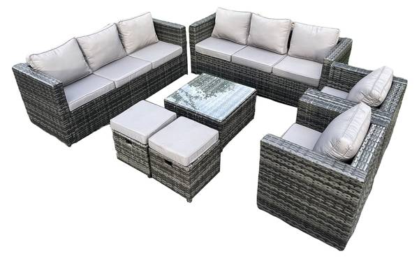 Loungegruppe E(7er-Set) Grau - Webstoff - 177 x 66 x 65 cm