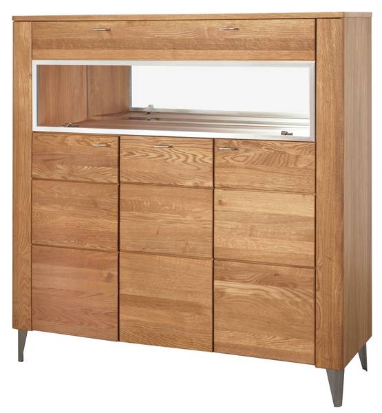 Highboard LATINA Braun - Stahl - 126 x 134 x 42 cm