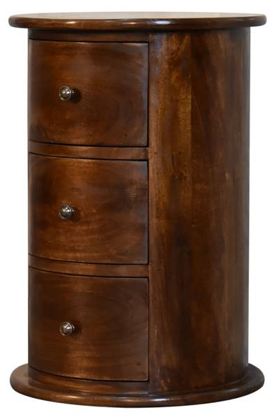 Kommode Trommel Braun - Mango - Messing - 40 x 58 x 40 cm