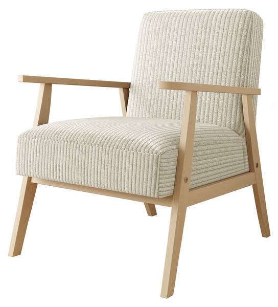 Sessel Retro Cord Cremeweiß