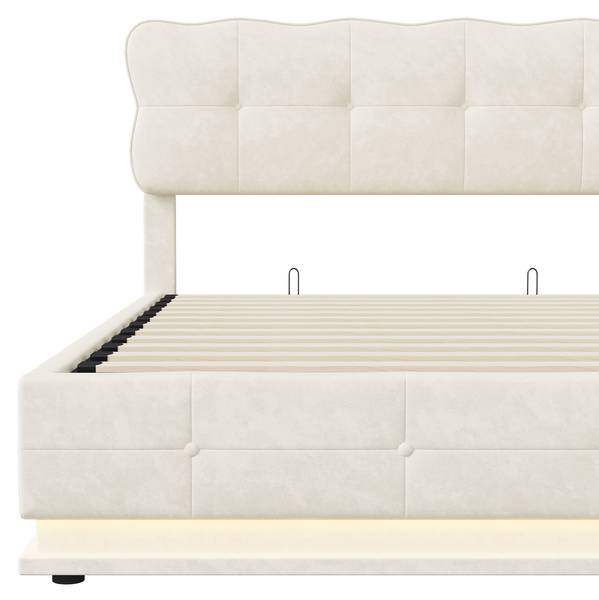 Boxspringbett mit Stauraum MPK05 Beige - Metall - Massivholz - 146 x 110 x 204 cm