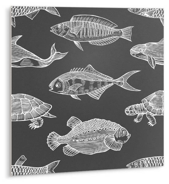 Selbstklebende Fliesen (9 St.) Schild Grau - Polyester PVC - 30 x 30 x 0 cm
