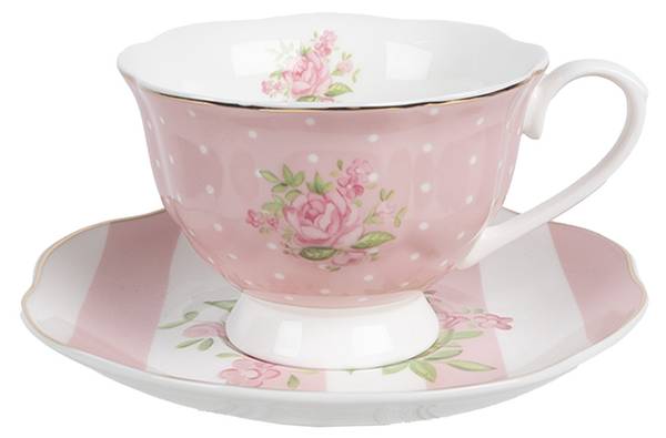 Tasse mit Untertasse Francis&Cups Pink - Porzellan - 14 x 8 x 14 cm