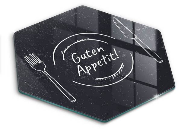 Schneidebrett Guten Appetit! Schwarz - Glas - 35 x 40 x 1 cm