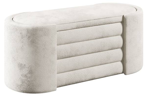 Sitzbank Rosita mit Truhe Beige - Baumwollstoff - Polyester - Polyethylen - 105 x 42 x 42 cm