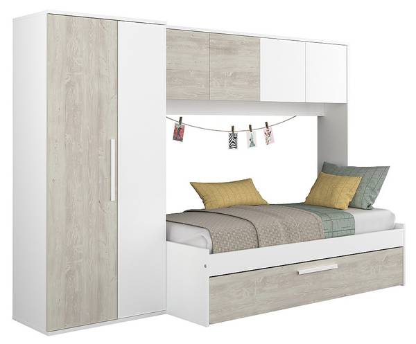 Bettrahmen LUMOKA Beige - Holz teilmassiv - 96 x 203 x 298 cm