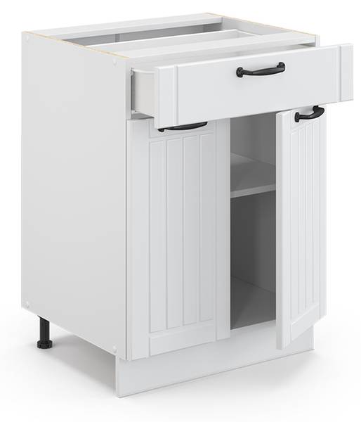 Küchenunterschrank Fame-Line 45409 Eiche Landhaus Dekor - Weiß - Breite: 60 cm