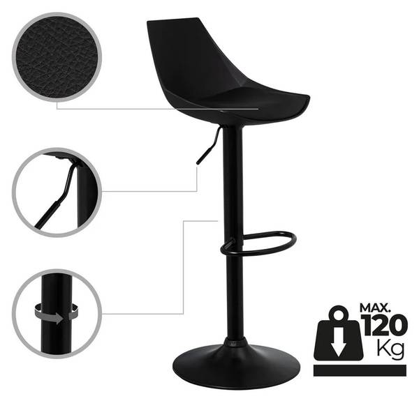 Hocker HH-805401 Schwarz - Metall - Kunstleder - 38 x 20 x 52 cm