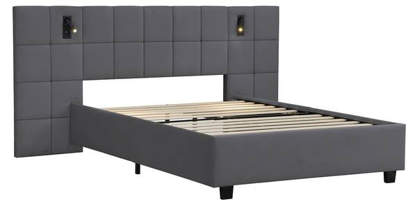 Polsterbett Luzano Grau - Holzwerkstoff - 140 x 110 x 200 cm