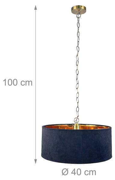 Hängelampe mit Stoffschirm Schwarz - Eisen - 40 x 100 x 40 cm