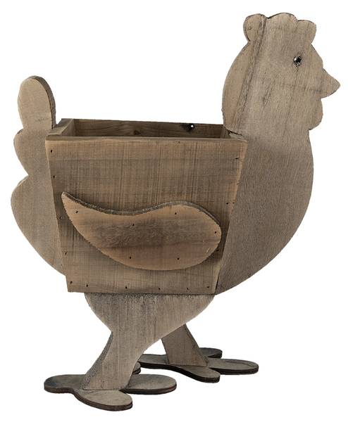 Bloempot Kip Sitisi bruin - plaatmateriaal op houtbasis - 18 x 40 x 35 cm