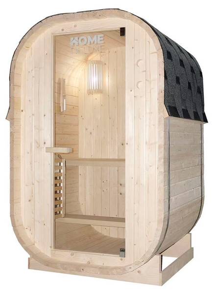 Buitensauna CUBE S bruin - massief hout - 129 x 194 x 120 cm