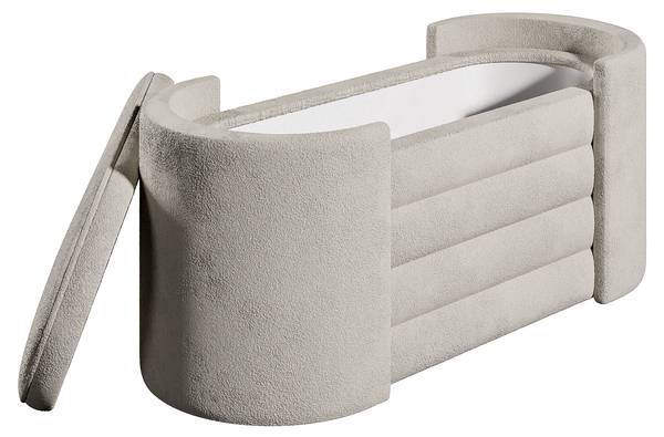 Sitzbank Rosita mit Truhe Beige - Baumwollstoff - Polyester - Polyethylen - 105 x 42 x 42 cm