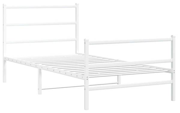 Bettgestell mit Kopf und Fußteil X953 Weiß - Metall - 105 x 90 x 196 cm
