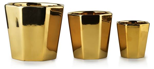 Blumentopf Neva 3er Set Gold - Keramik - 16 x 14 x 14 cm