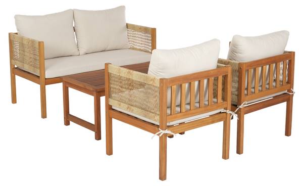 Salon de jardin 4 pièces Cannole Marron - Acacia - 121 x 65 x 61 cm