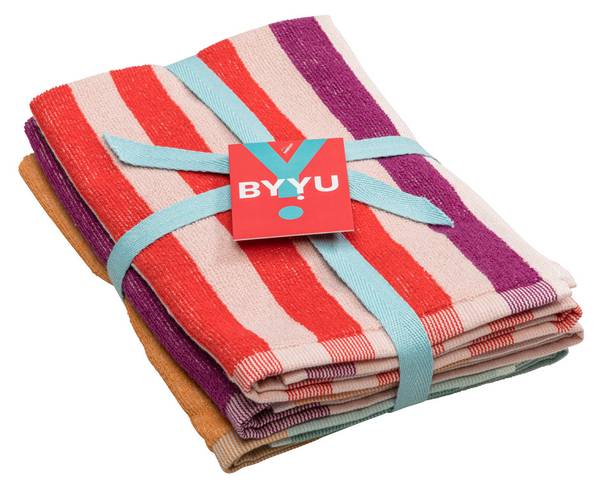Küchentuch Myla 3er-Set Orange - Violett - Rot - Türkis - Textil - 45 x 1 x 45 cm