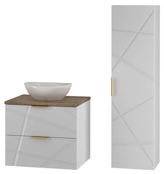Badmöbel Aurora 2er-Set Weiß - Melamin - 61 x 53 x 47 cm