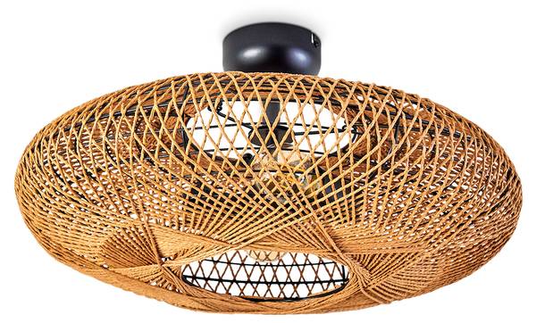 Deckenleuchte Messerotti Beige - Schwarz - 54 x 25 x 54 cm - Durchmesser: 52 cm - Flammenanzahl: 2 - Metall