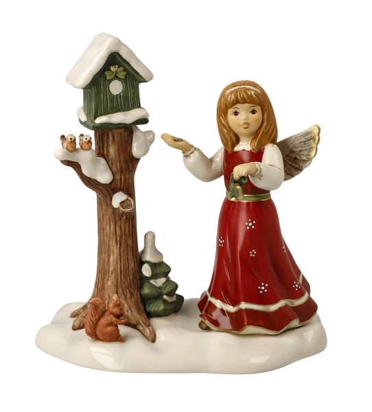 Engel Himmlischer Besuch Grün - Rot - Porzellan - 11 x 20 x 18 cm
