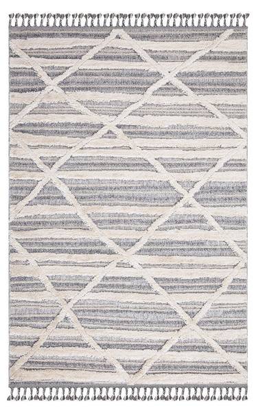 Kurzflor-Teppich Valencia Blau - Grau - Weiß - Textil - 160 x 1 x 230 cm
