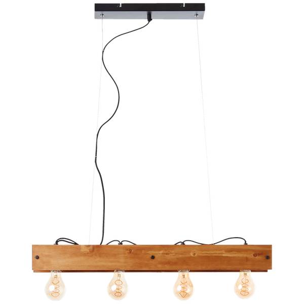 Hängelampe, 150 x 75 x 14 cm, 4 x E27, Braun - Holz teilmassiv - 75 x 150 x 14 cm