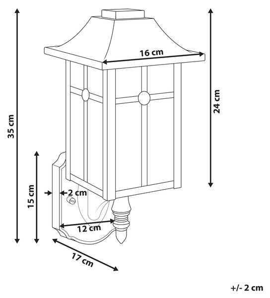 Wandleuchte für den Außenbereich ALATA Schwarz - Metall - 15 x 35 x 17 cm