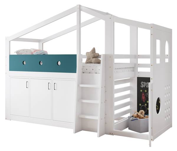 Hochbett ZoomBA130 Ⅰ Weiß - Holzwerkstoff - 110 x 190 x 257 cm
