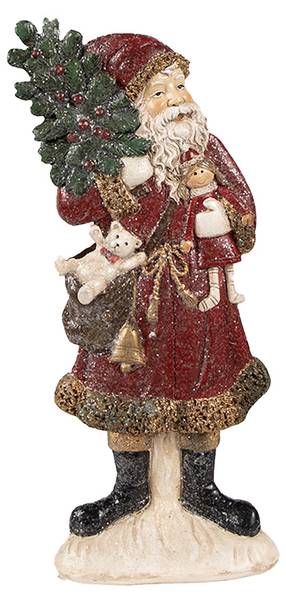 Beeld Kerstman Xmas-Chance rood - kunststof - 4 x 23 x 9 cm