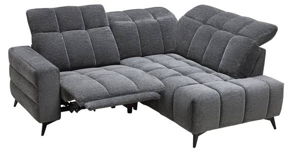 Wohnlandschaft PARIS Grau - Metall - Textil - Holz teilmassiv - 215 x 85 x 182 cm