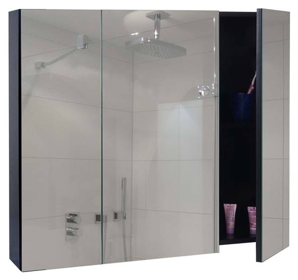 Spiegelschrank B19b Hochglanz Schwarz