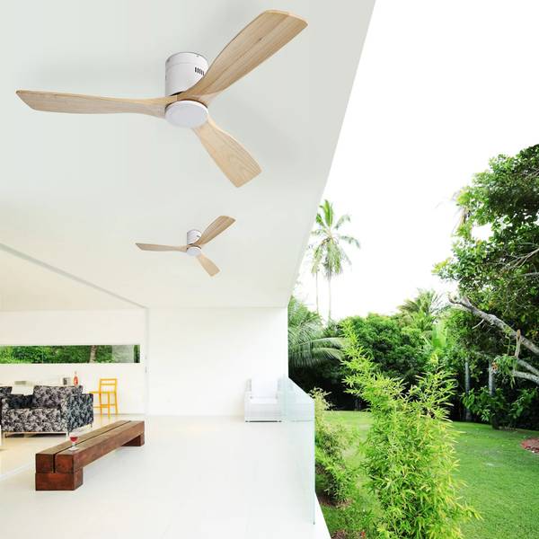 Deckenventilator CD335 Beige - Holzwerkstoff - 132 x 25 x 132 cm