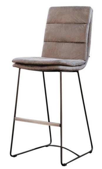 Tabouret de bar VINCE microfibre gris Gris - Microfibre - 45 x 105 x 58 cm