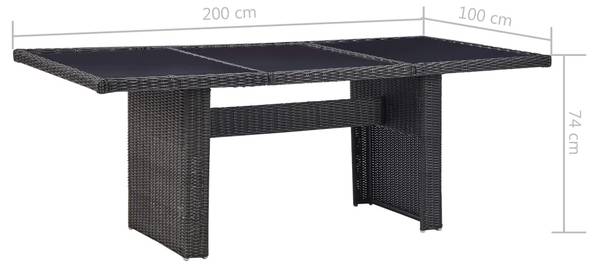 Salle à manger 3003829-2 (lot de 9) Noir - Polyester - Acier - Verre clair - 100 x 74 x 200 cm