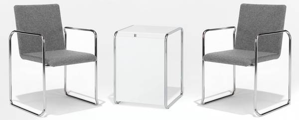 Kleiner Couchtisch, Designer Tisch Weiß Silber - Weiß - Metall - Kunststoff - 45 x 67 x 45 cm