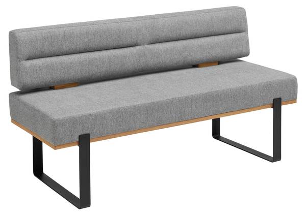 Sitzbank CANON Grau - Metall - Textil - Holz teilmassiv - 160 x 85 x 60 cm