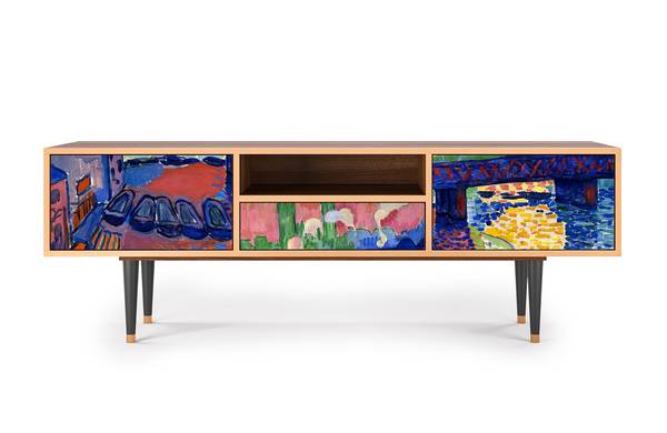 TV-Lowboard T6 Walnuss Pink - Holzwerkstoff - 170 x 59 x 41 cm