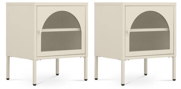 Nachttisch ELIN 2er-Set Beige - Stahl - 50 x 60 x 40 cm