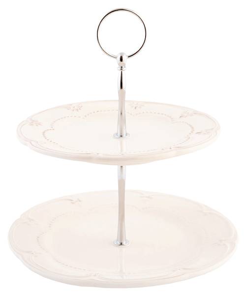 Etagere 2-Schicht 91916 Beige - Keramik - 21 x 23 x 21 cm