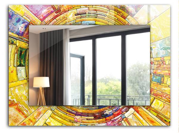 Wandspiegel Buntes abstraktes Mosaik Breite: 80 cm