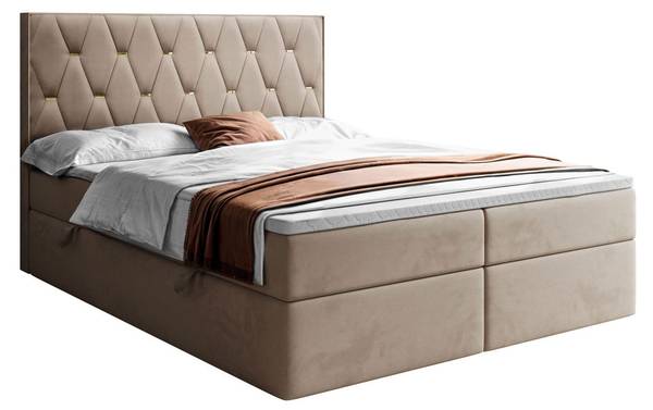 Kontinentalbett mit Bettkasten IZOLDA Bronze - Liegefläche Breite: 160 cm
